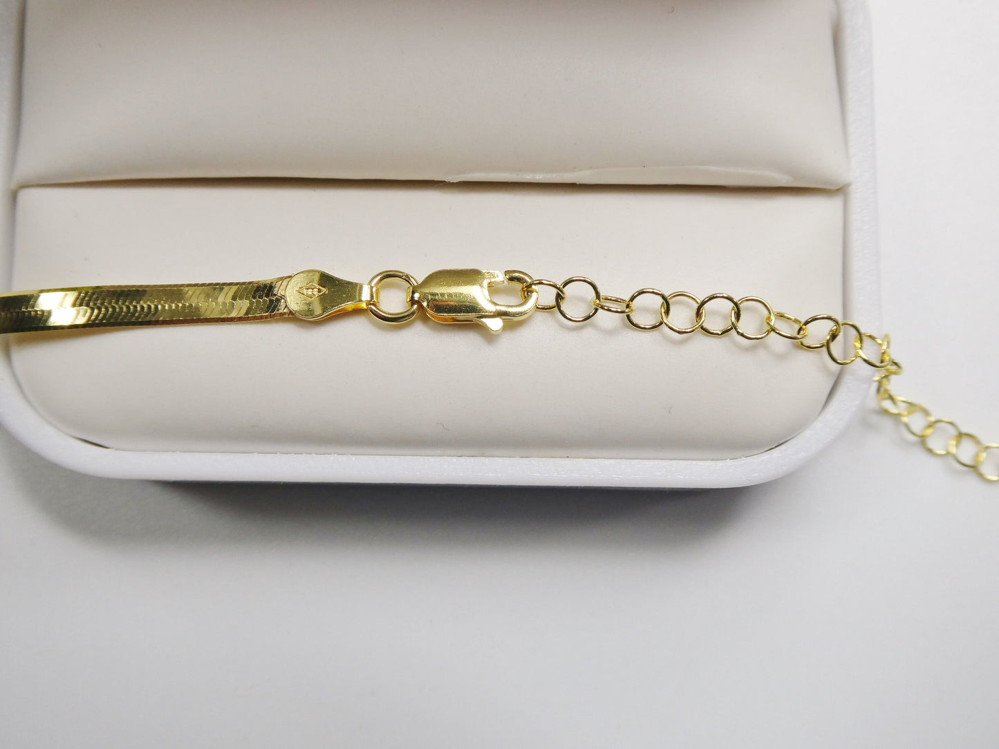real 3.5mm 925 sterling silver herringbone necklace / choker 14k yellow gold finish