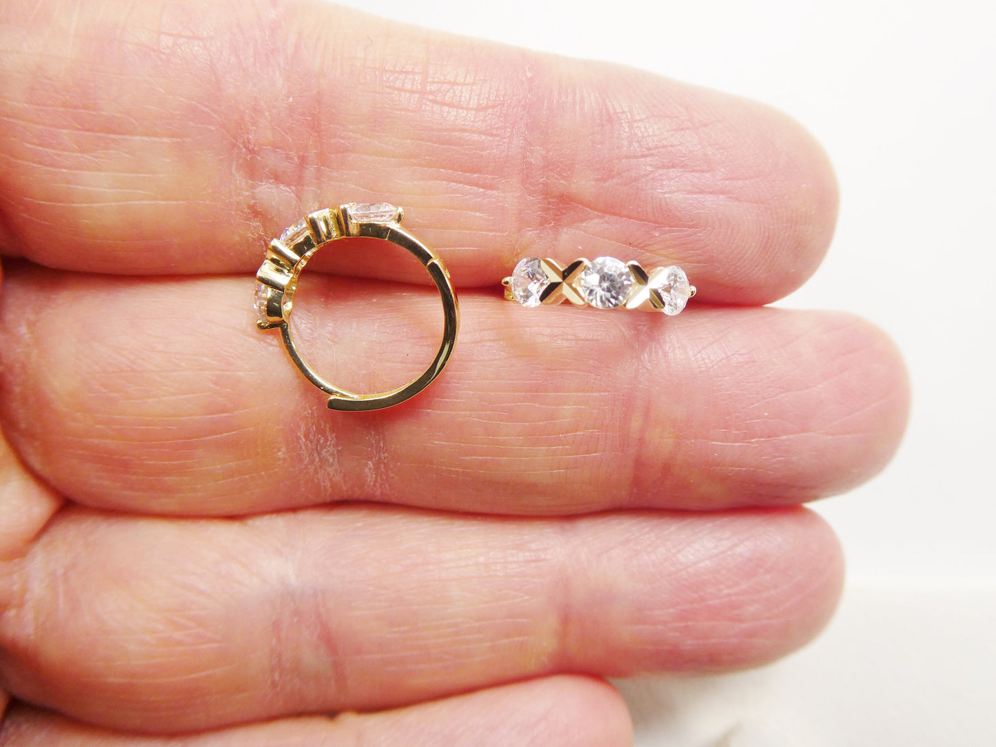 real 10k solid yellow gold XO hoop huggie earrings
