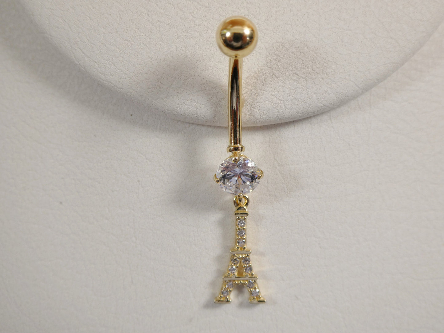 14k real solid yellow gold Eiffel tower belly button ring piercing