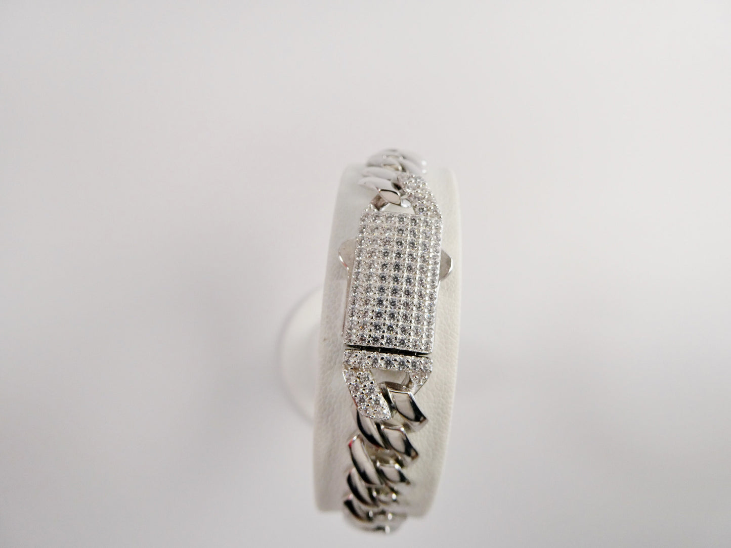 7 inch 14k white gold color tone Monaco bracelet over real solid 925 sterling silver