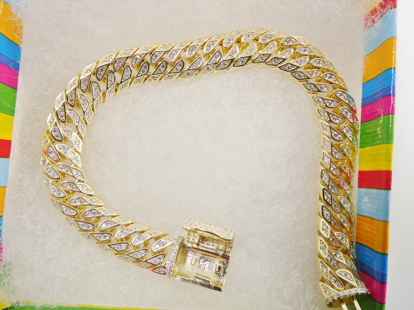 8 inch 14k gold filled fancy lock Monaco bracelet