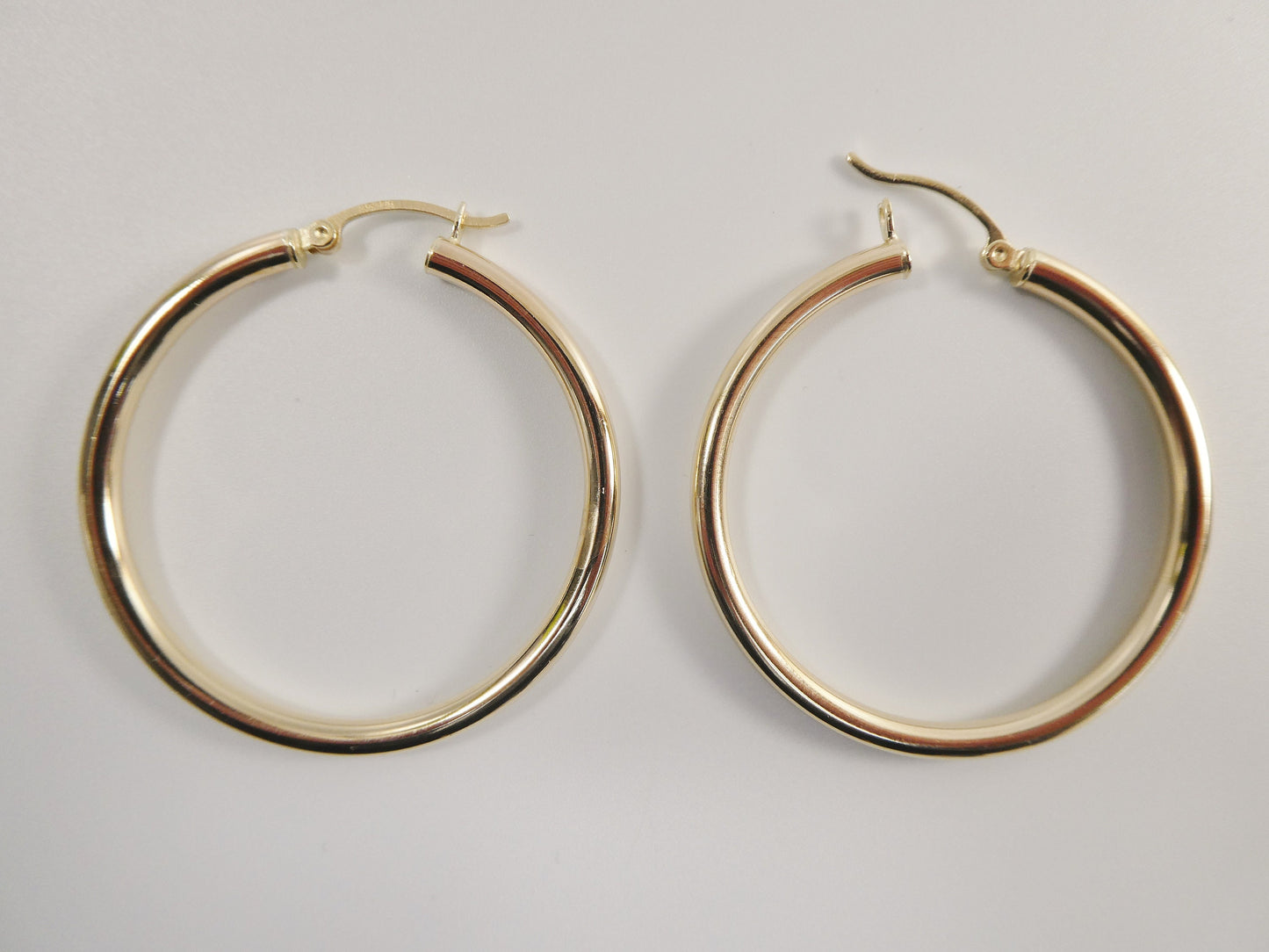 real 10k solid yellow gold plain high polish 40mm hoop huggie earrings