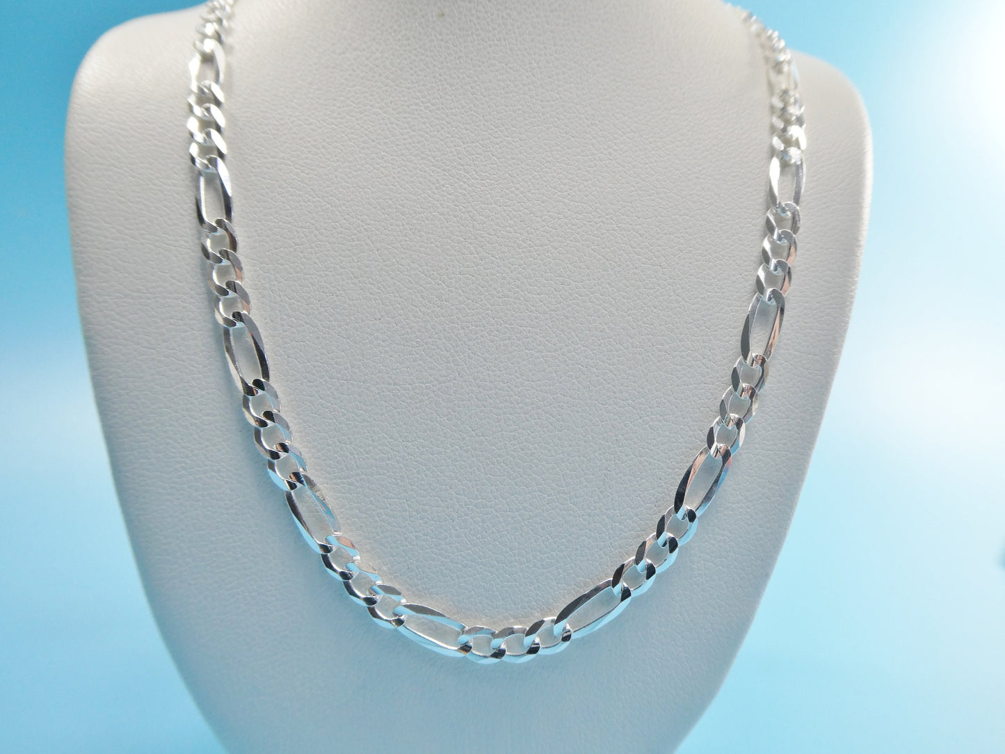 real 925 sterling silver 4mm Italian concave figaro solid chain lobster lock clasp