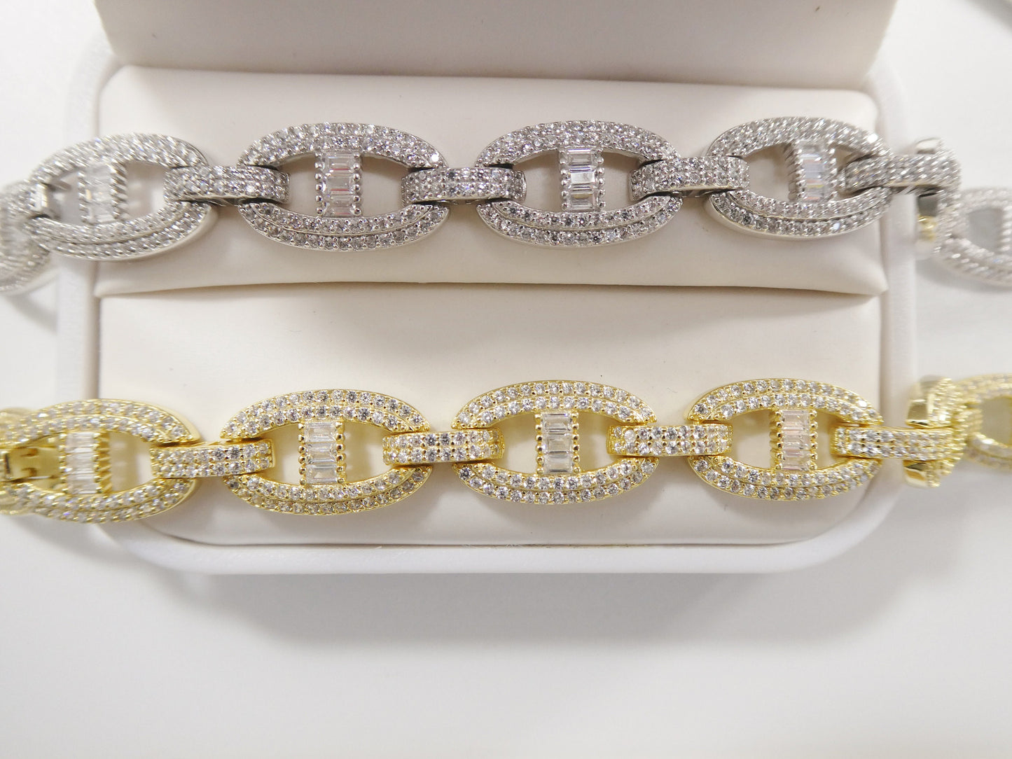 real 925 sterling silver mariner link full stone micro setting bracelet