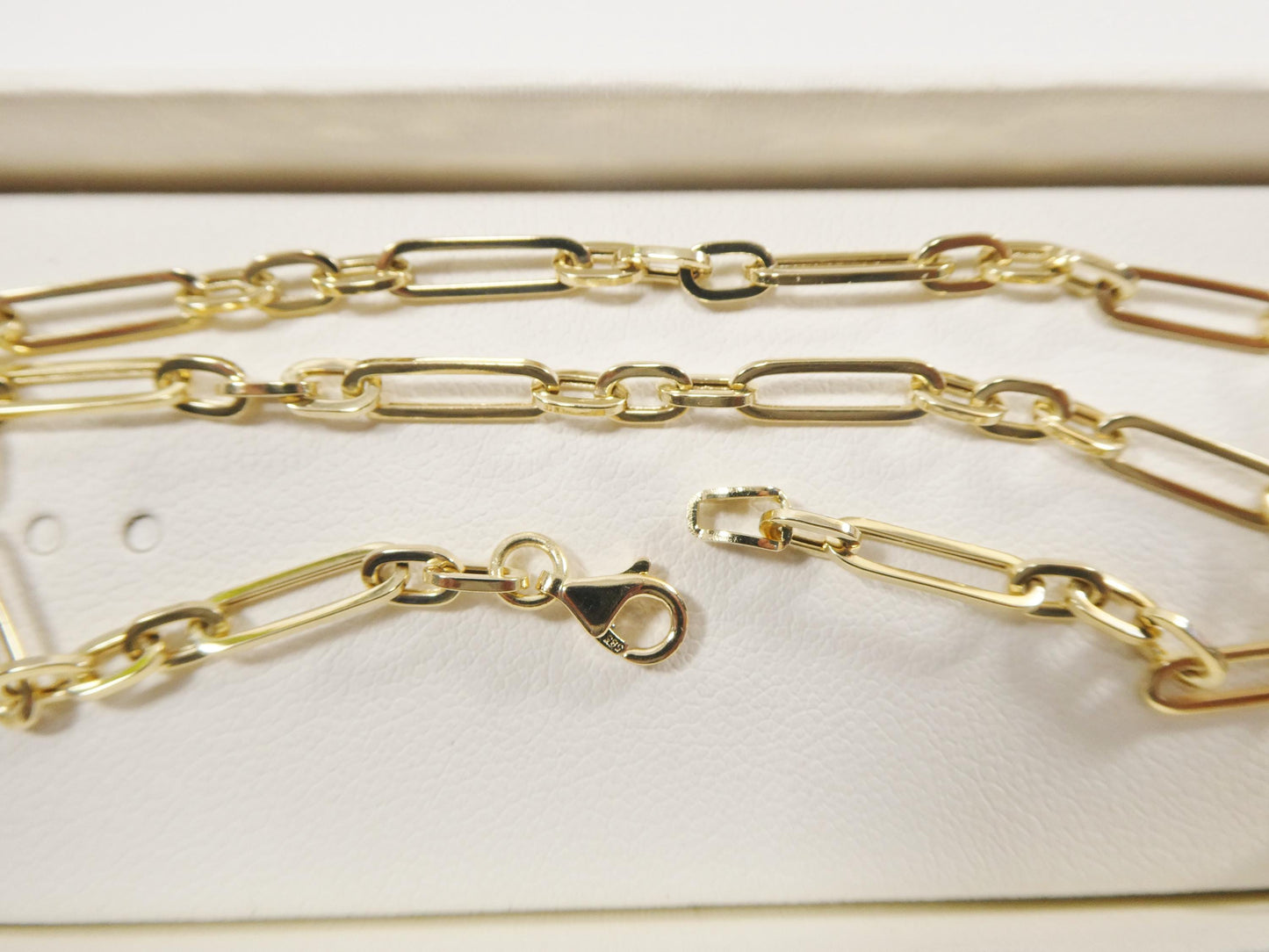 real 14k solid yellow gold design paperclip 6.5/ 7/ inch bracelet