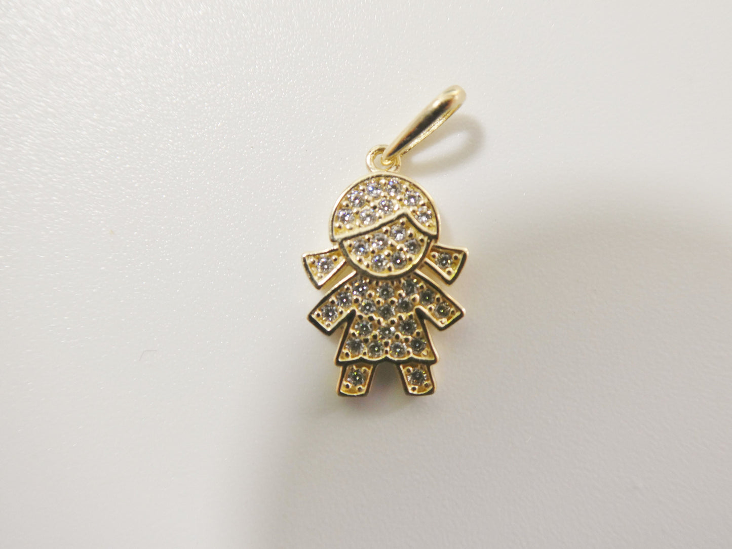 10k real solid yellow gold small girl pendent and 16 inch Valentino necklace