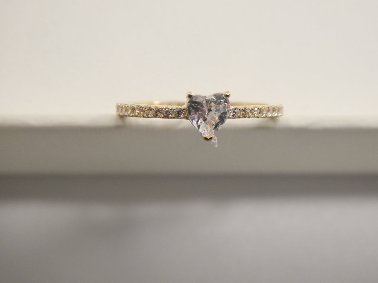 real 14k solid yellow gold women's classic micro pave setting pinky ring