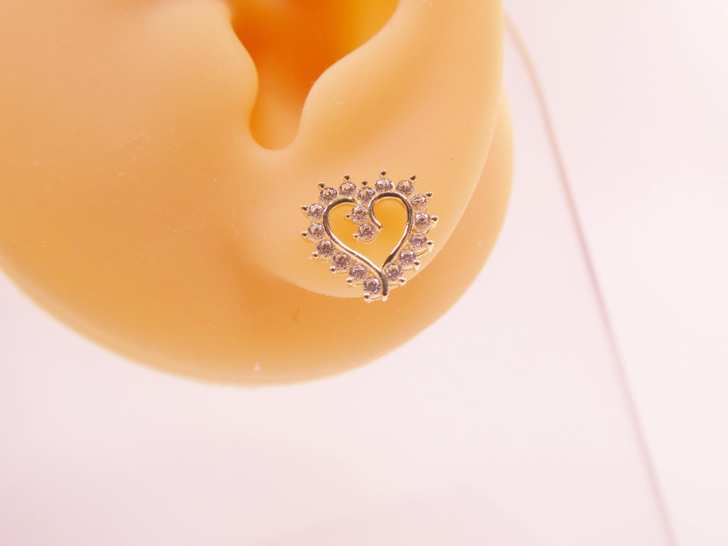 10k real solid gold heart micro fave setting push back earrings