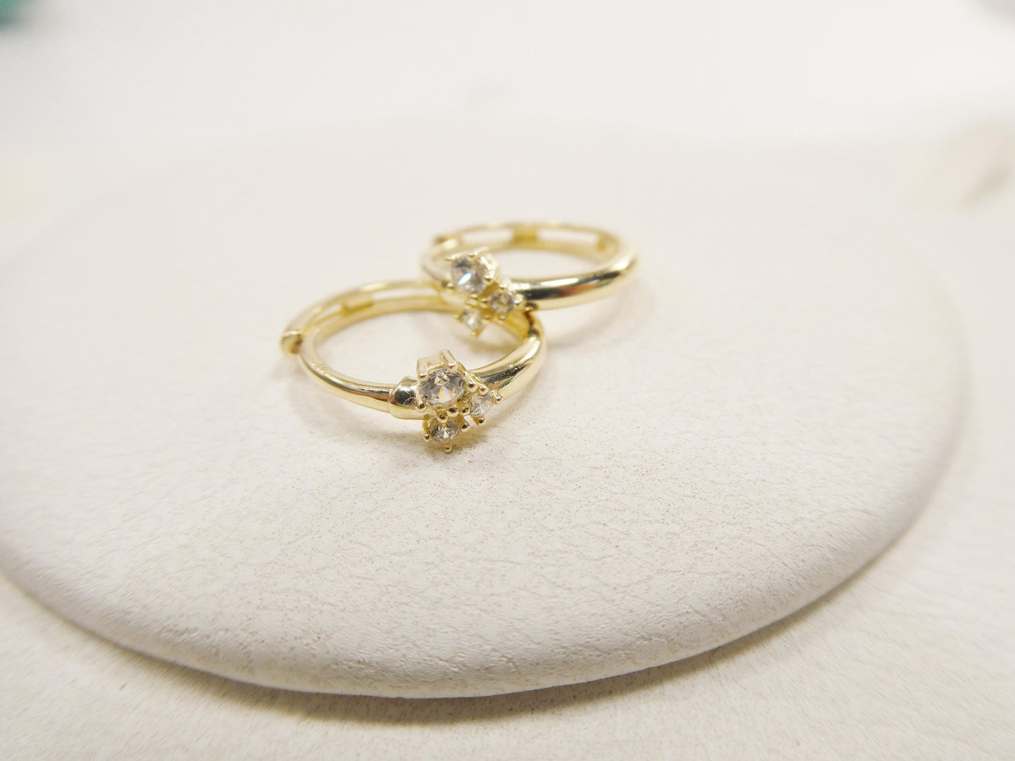 real 10k solid yellow gold designer hoop huggie earrings