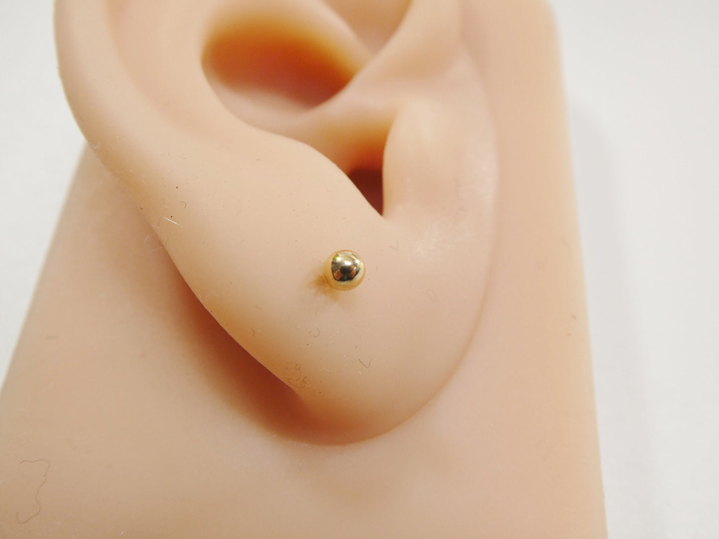 2MM/3mm/4mm 14k real solid yellow gold ball cartilage flat screw back piercing