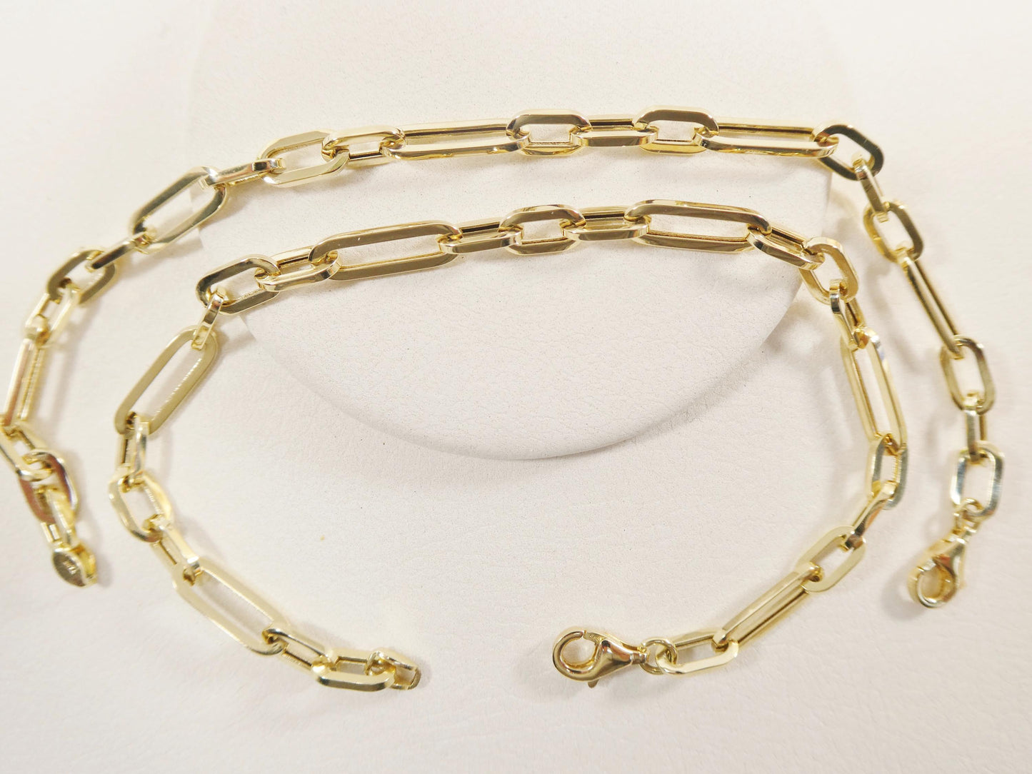 real 14k solid yellow gold design paperclip 6.5/ 7/ inch bracelet