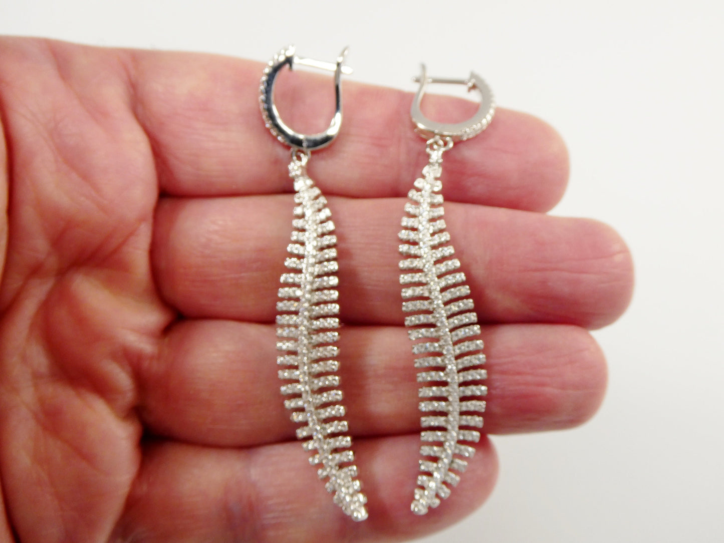 real 925 sterling silver micro pave setting 14k white gold color finish drop earring