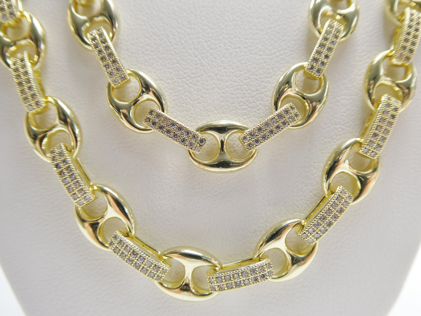 14k gold filled yellow gold puffed mariner LINK necklace