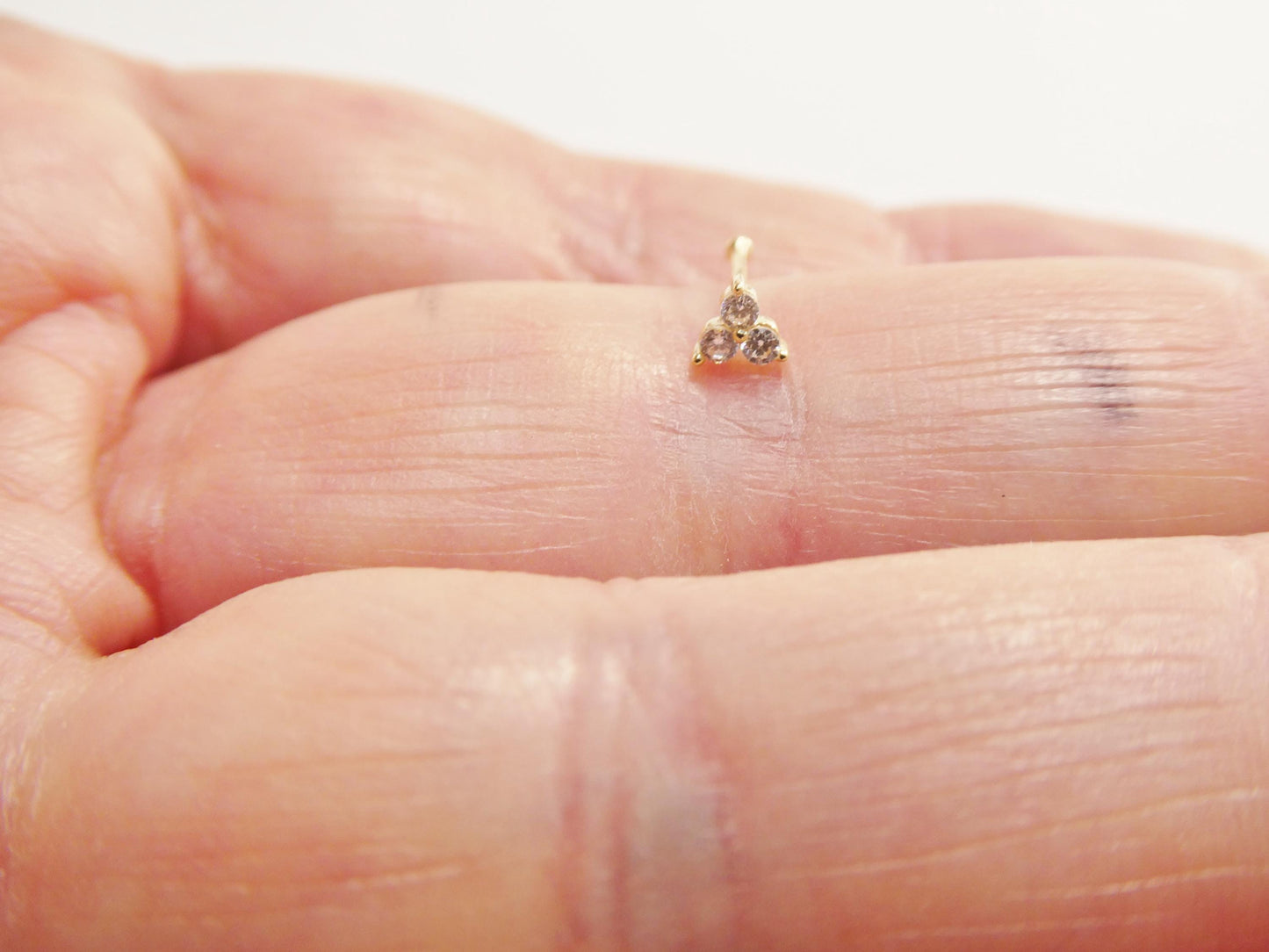 14k real solid yellow gold triangle long stud nose rings