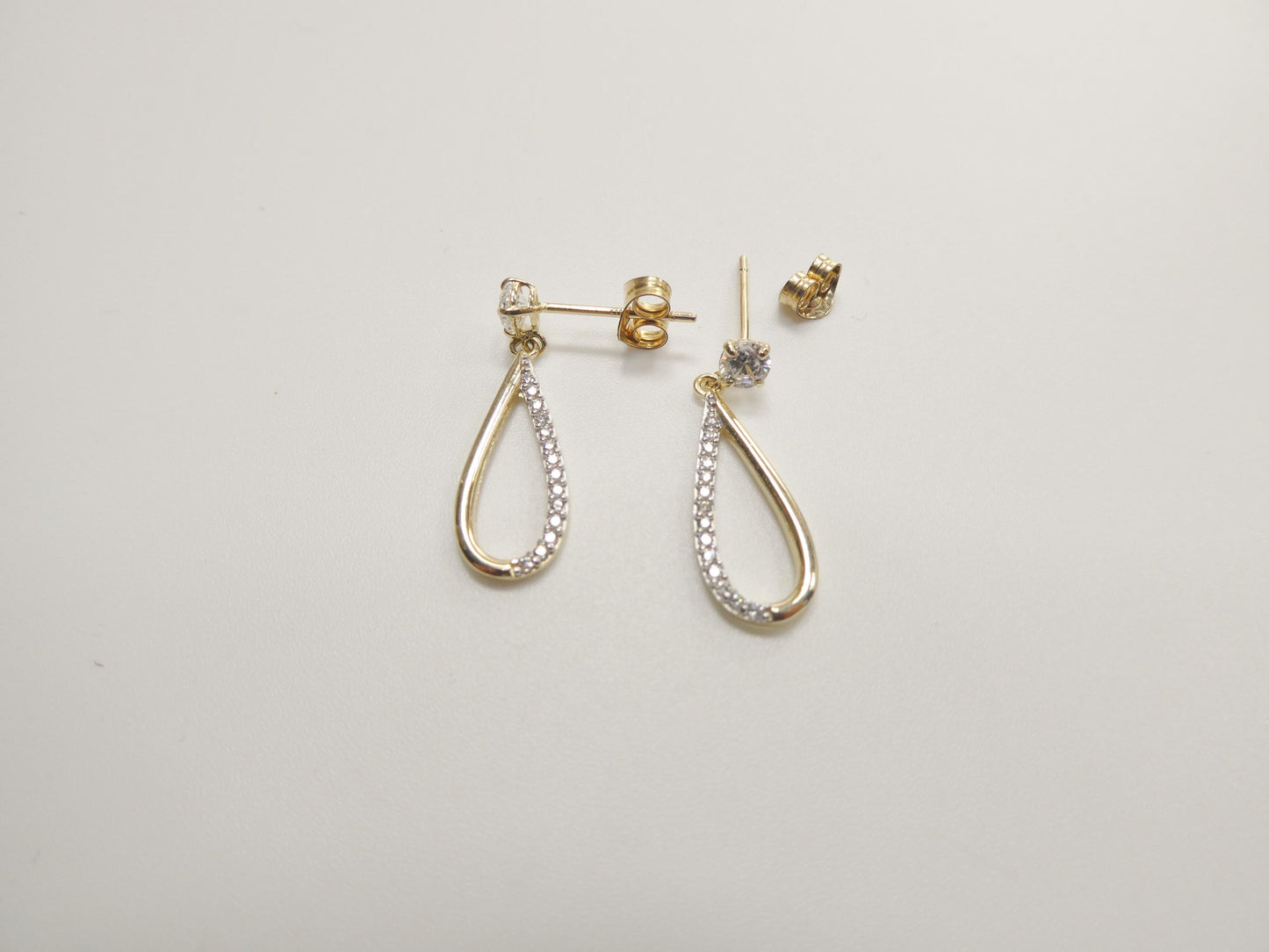 real 10k solid yellow gold oval drop push post earrings