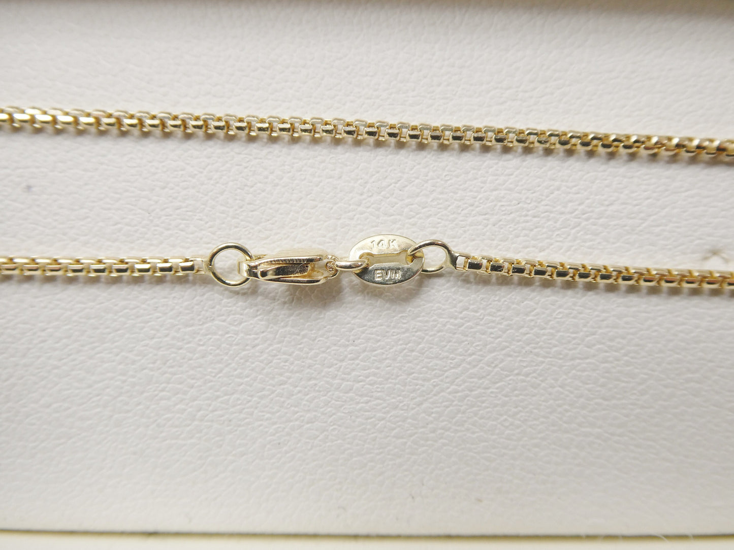 14k real solid yellow gold tiny small 2MM round box chain necklace