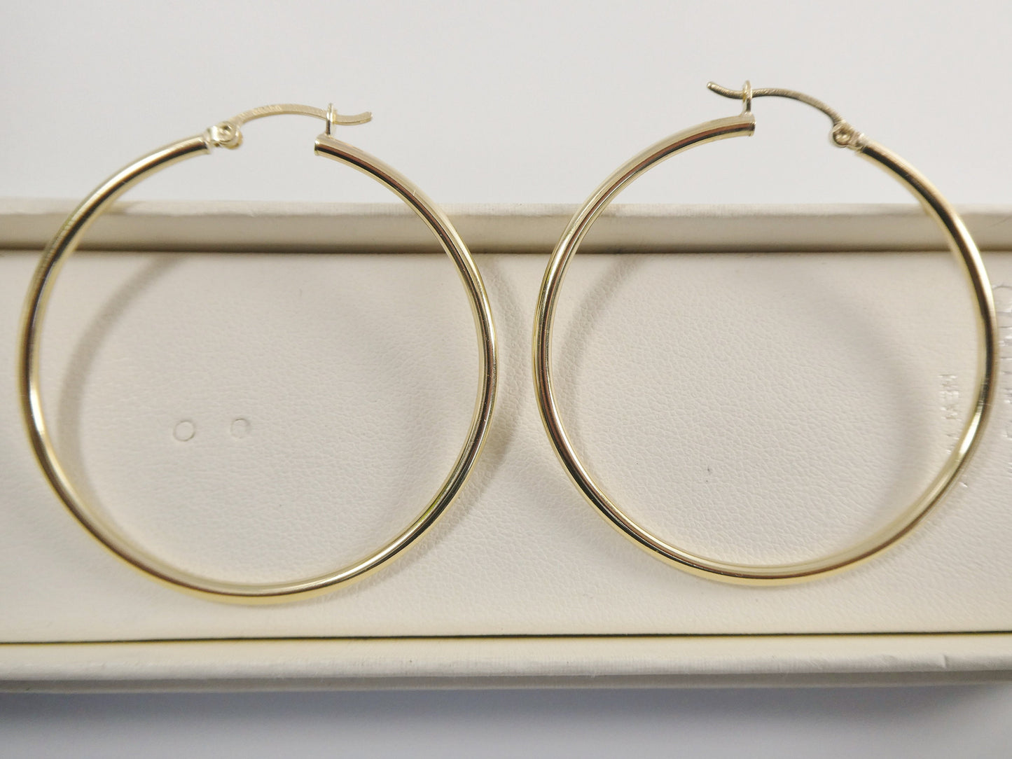 real 10k solid yellow gold plain high polish 45mm hoop earring