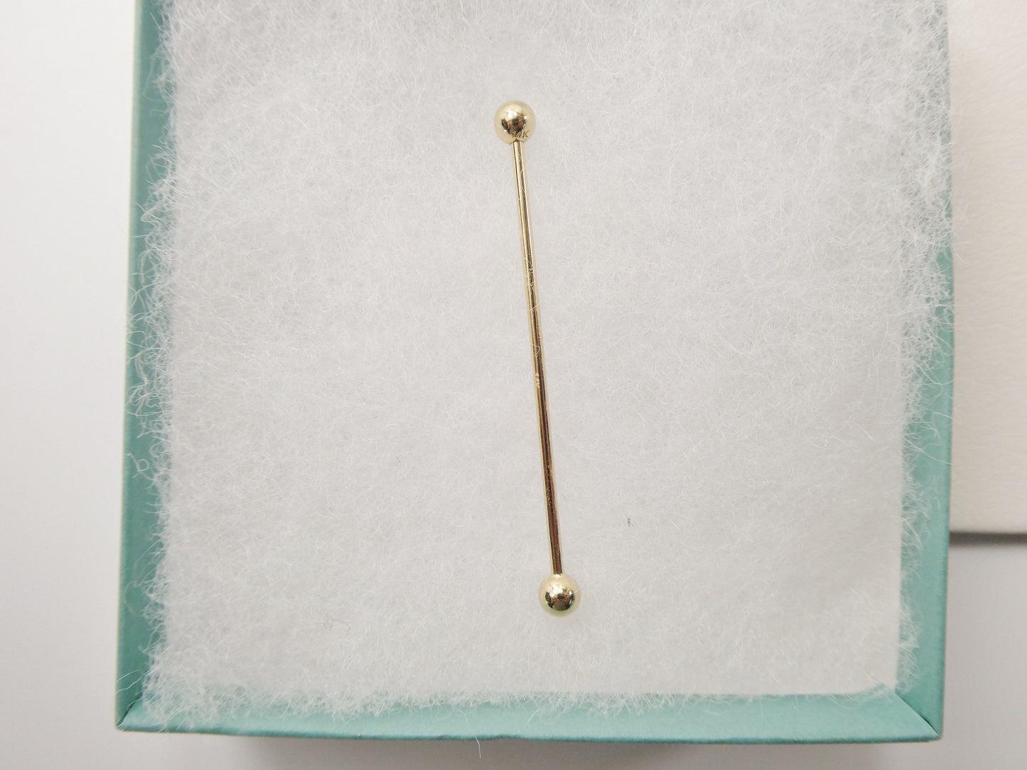 14k real solid yellow gold 60mm straight barbell tongue belly button ring piercing