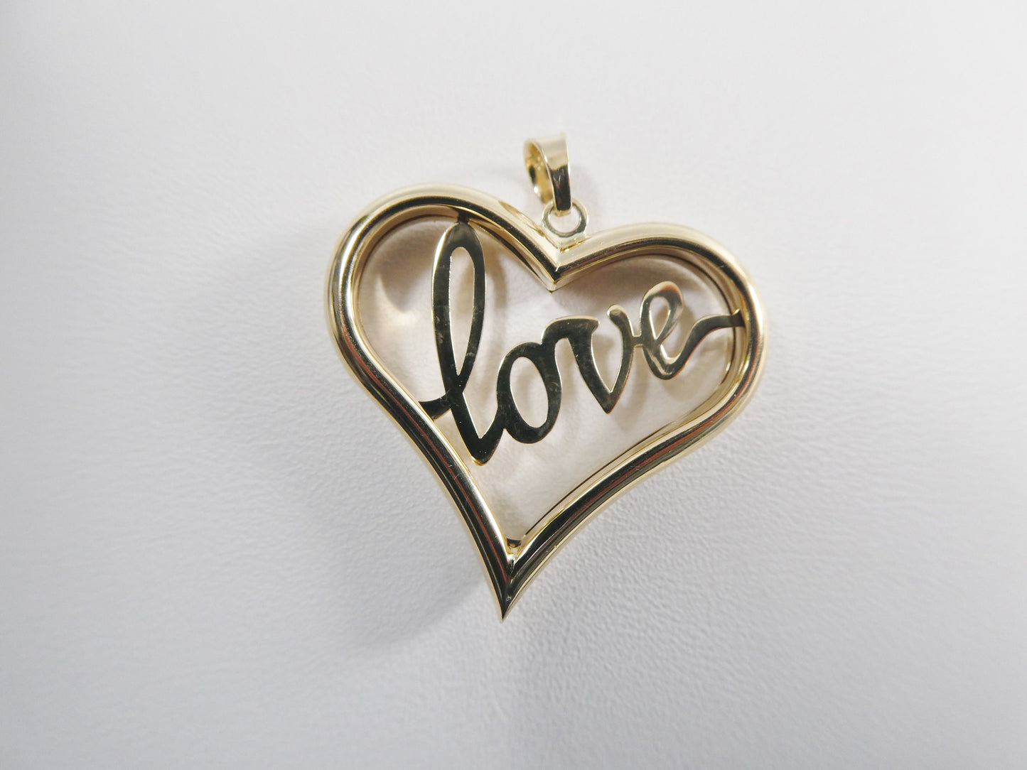 14k real solid yellow gold love heart high polish charm pendent
