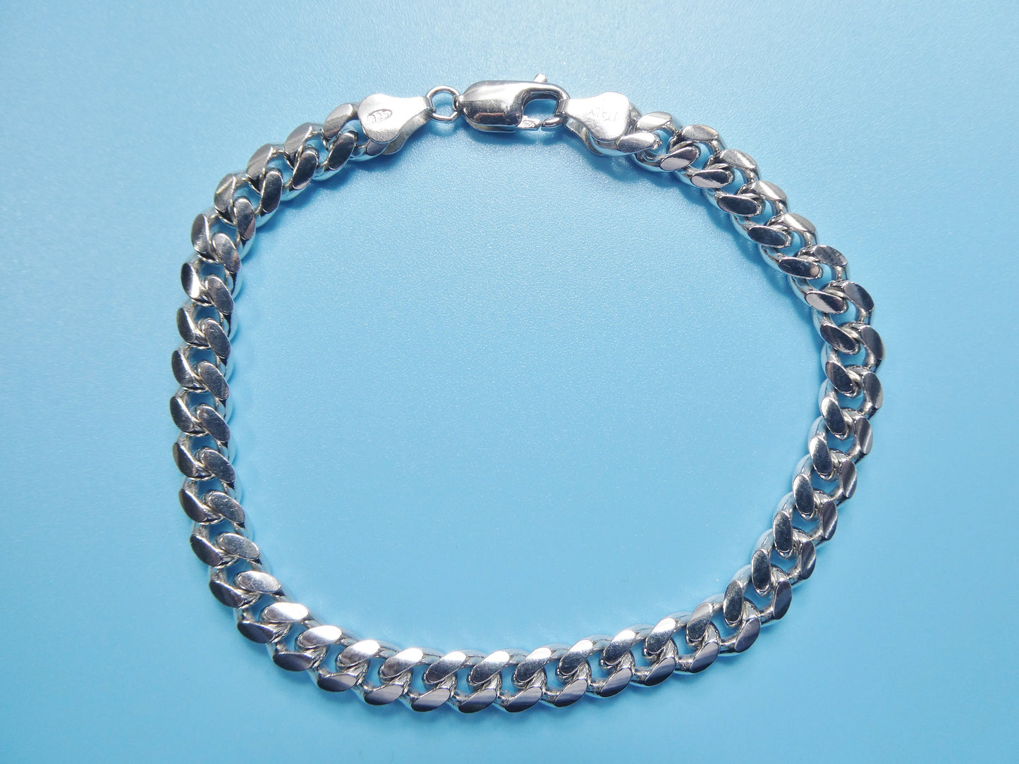 real 925 sterling silver 6.5mm solid link bracelet