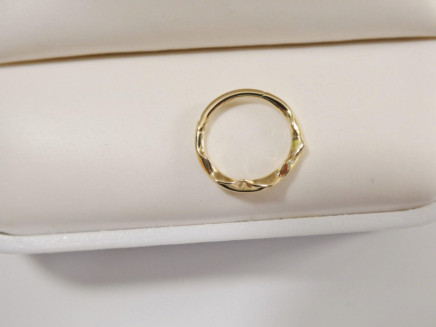 14k real solid yellow gold cartilage daith wrinkled hoop body ring piercing