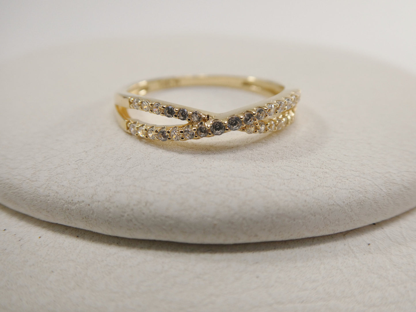 real 14k solid yellow gold women's classic micro pave setting pinky ring