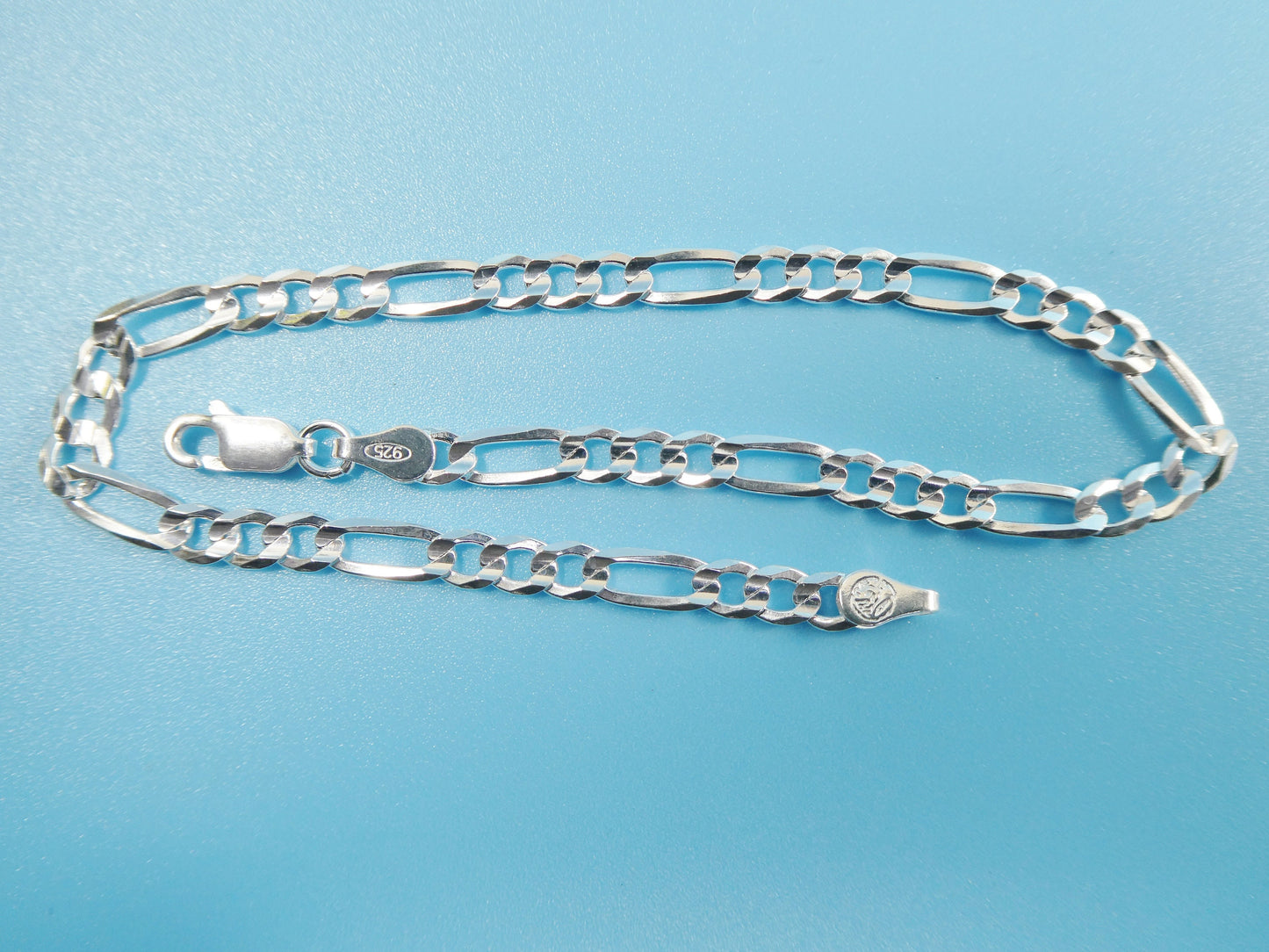 real 925 sterling silver 4mm Italian concave figaro solid chain lobster lock clasp