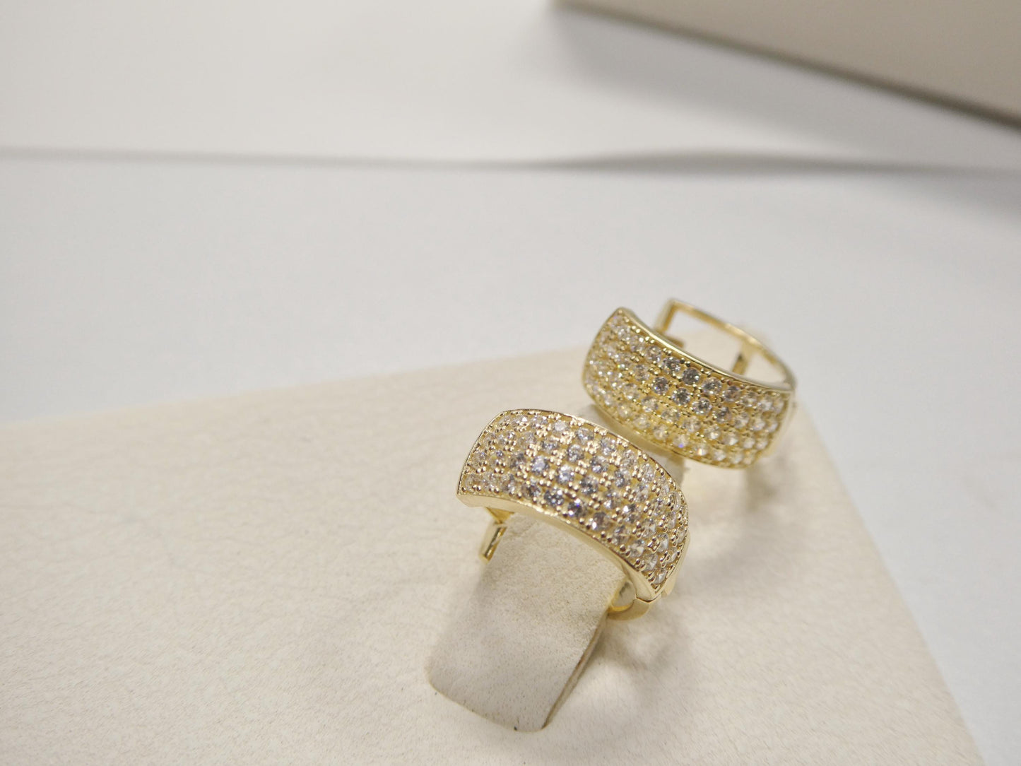 real 10k solid yellow gold designer hoop huggie earrings