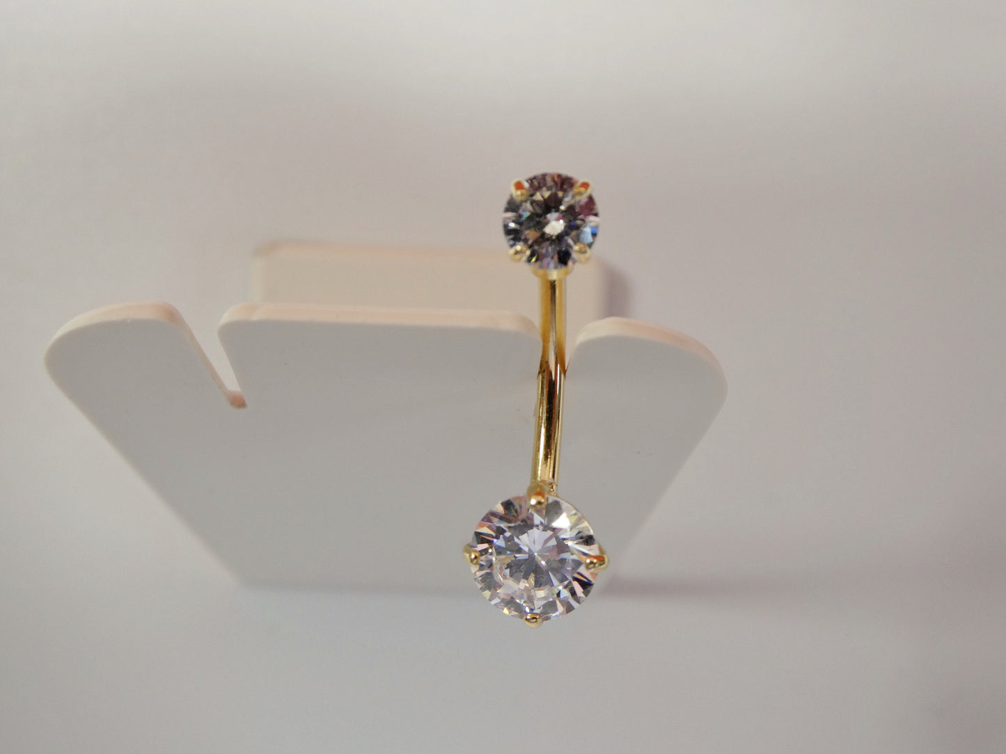 14k real solid yellow gold 7mm stone belly button ring piercing