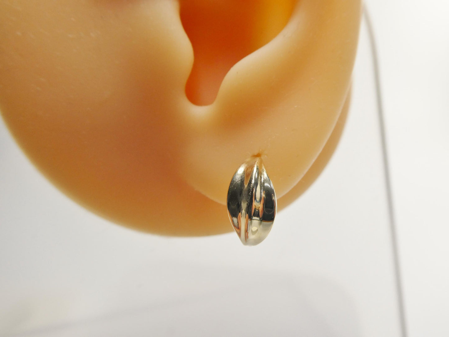 real 10k solid yellow gold designer polish hoop huggie earrings