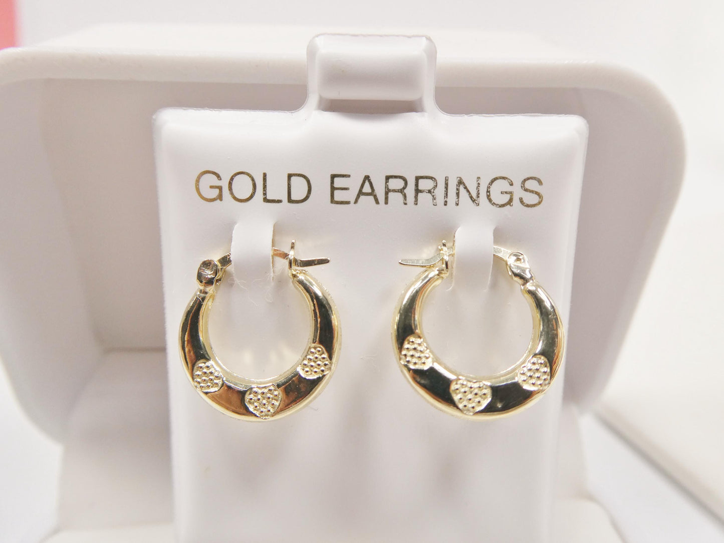 10k real solid yellow gold 14mm classic design children hoop earrings