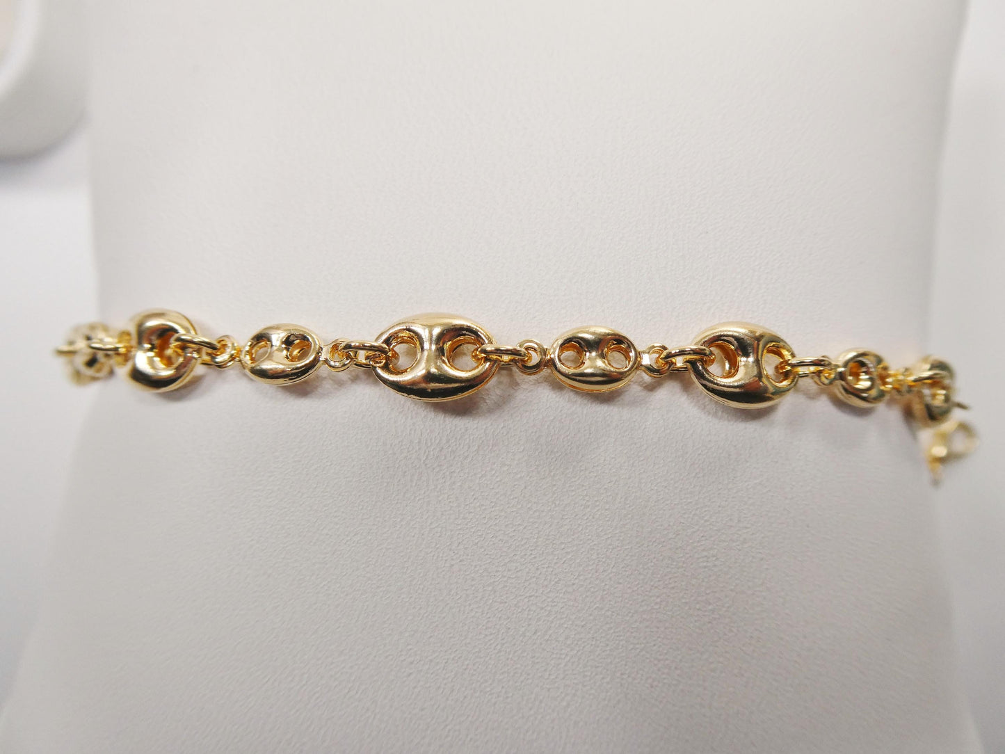 10 inch 14k gold filled puff mariner ladies anklet bracelet