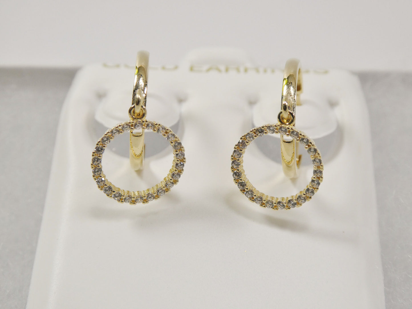 10k real solid yellow gold circle drop huggie earrings