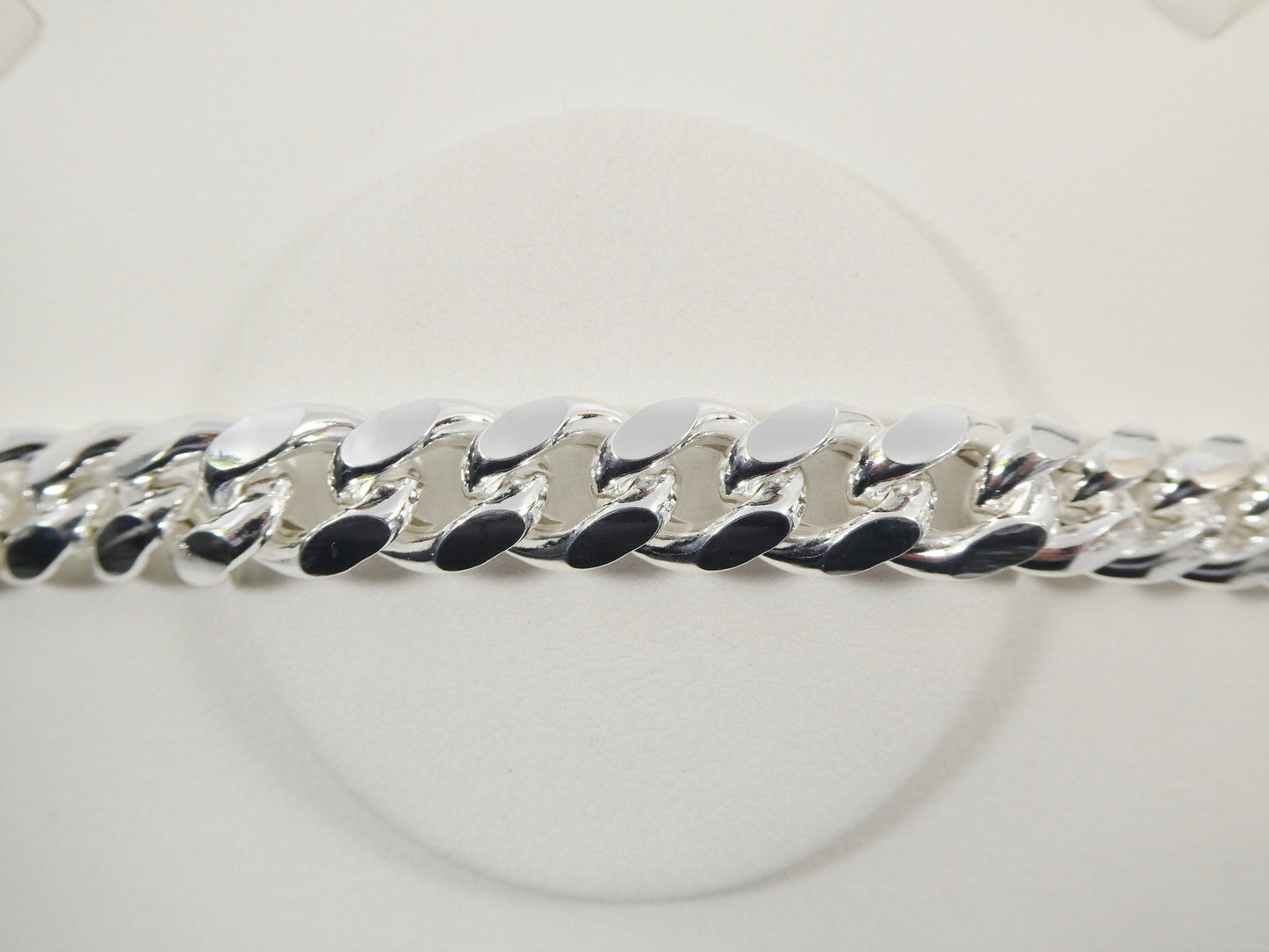 real 12mm 925 sterling silver Miami semi solid link chain box lock clasp