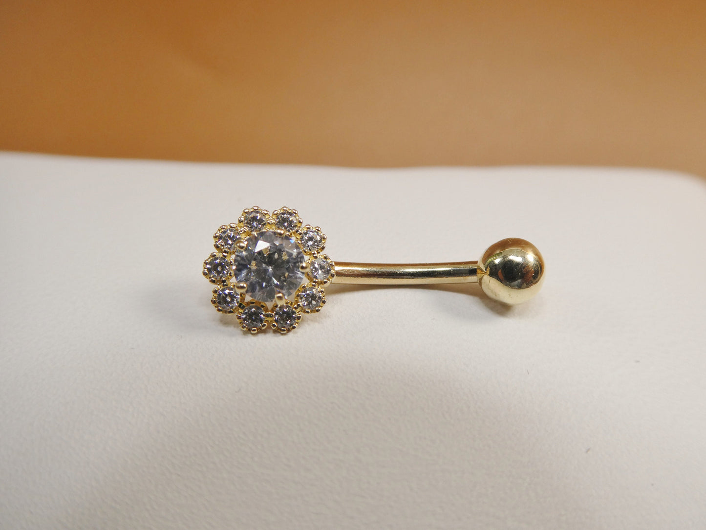 14k real solid yellow gold birthstone color center belly button ring piercing