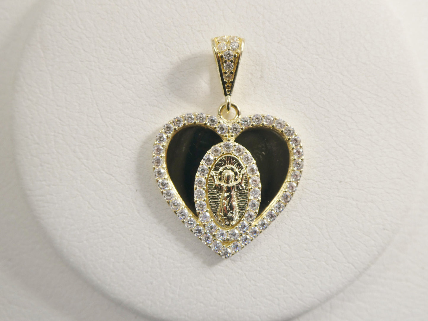 14k real solid yellow gold divino nino heart charm pendent
