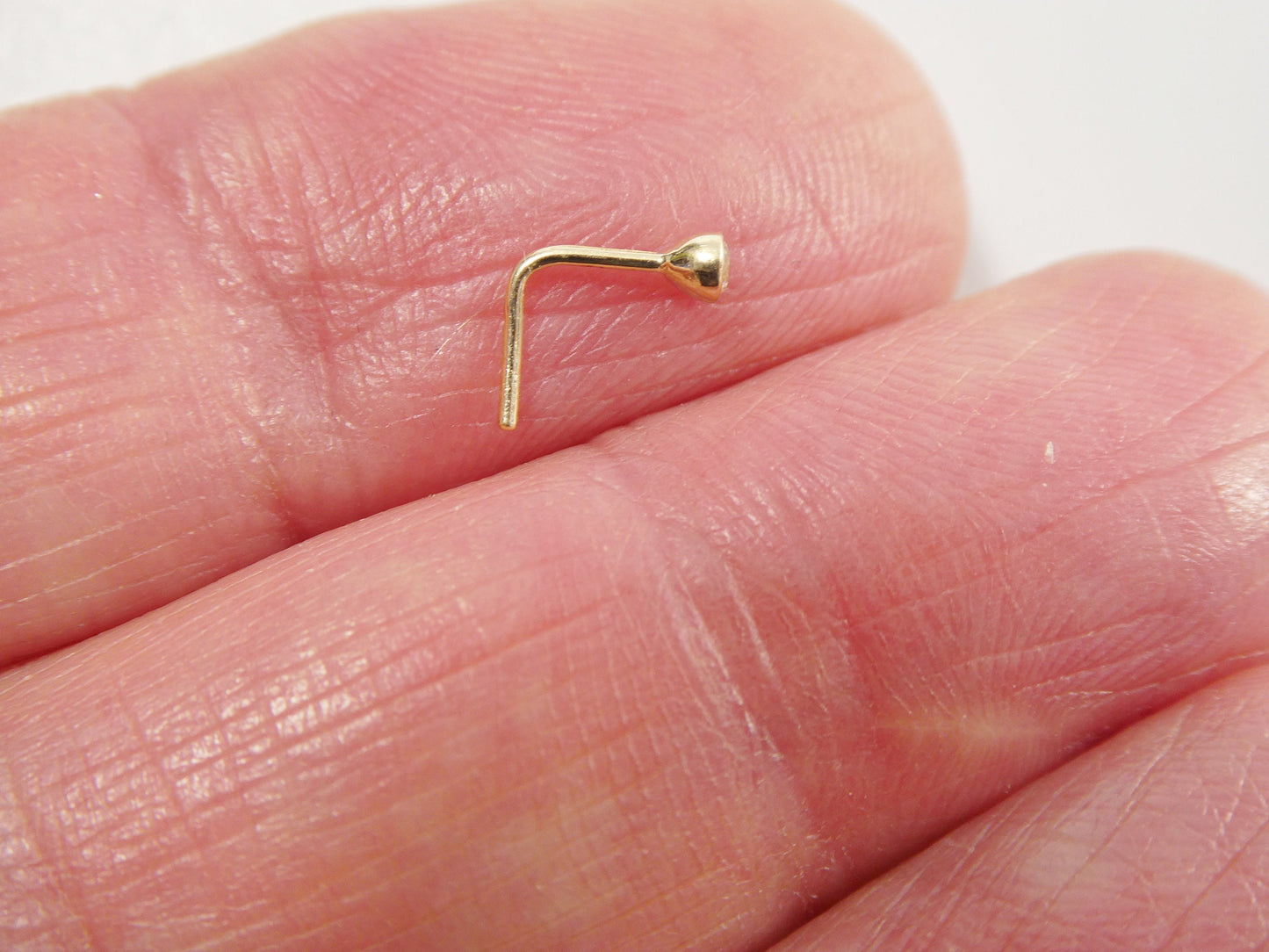 14k real solid yellow gold L SHAPE stud nose ring