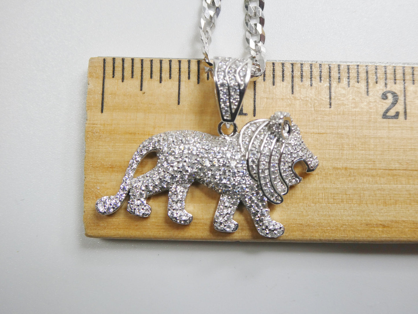 real 925 sterling silver full stone setting small lion chain and pendent
