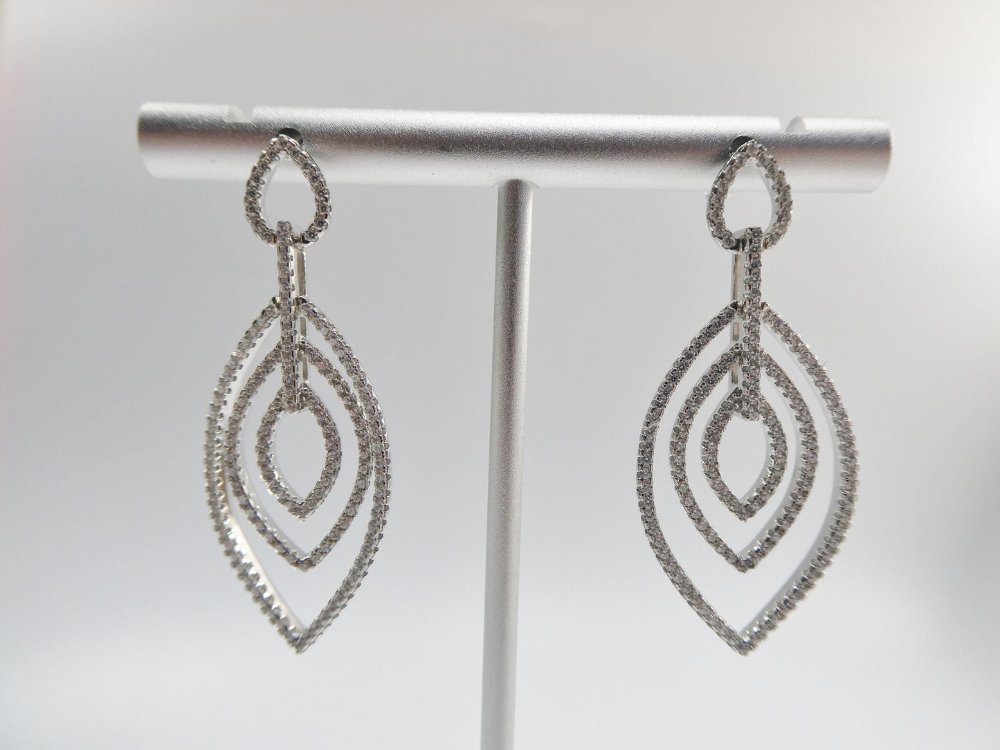 real 925 sterling silver micro pave setting 14k white gold color finish drop earring