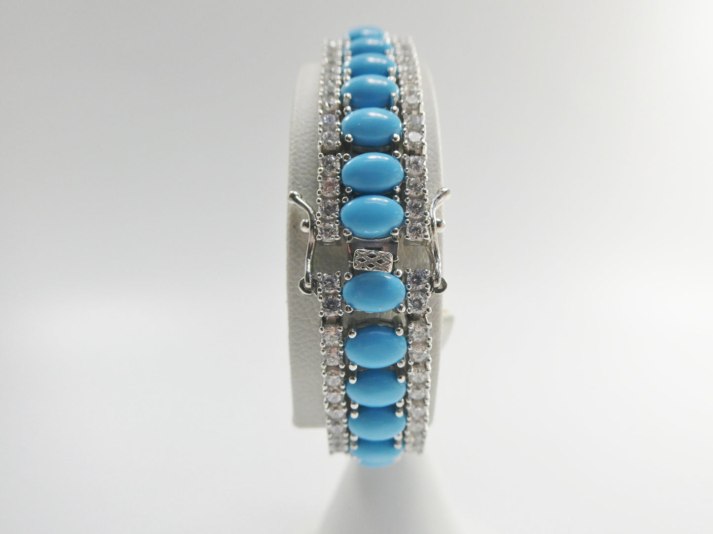 7/ 7.5 inch real 925 sterling silver turquoise tennis bracelet