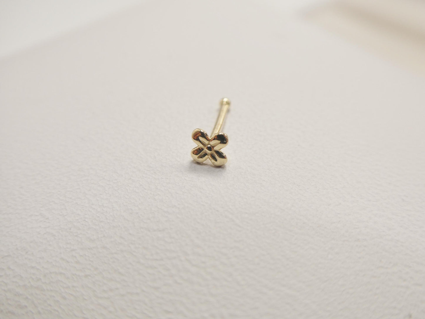 14k real solid yellow gold tiny floral stud nose ring