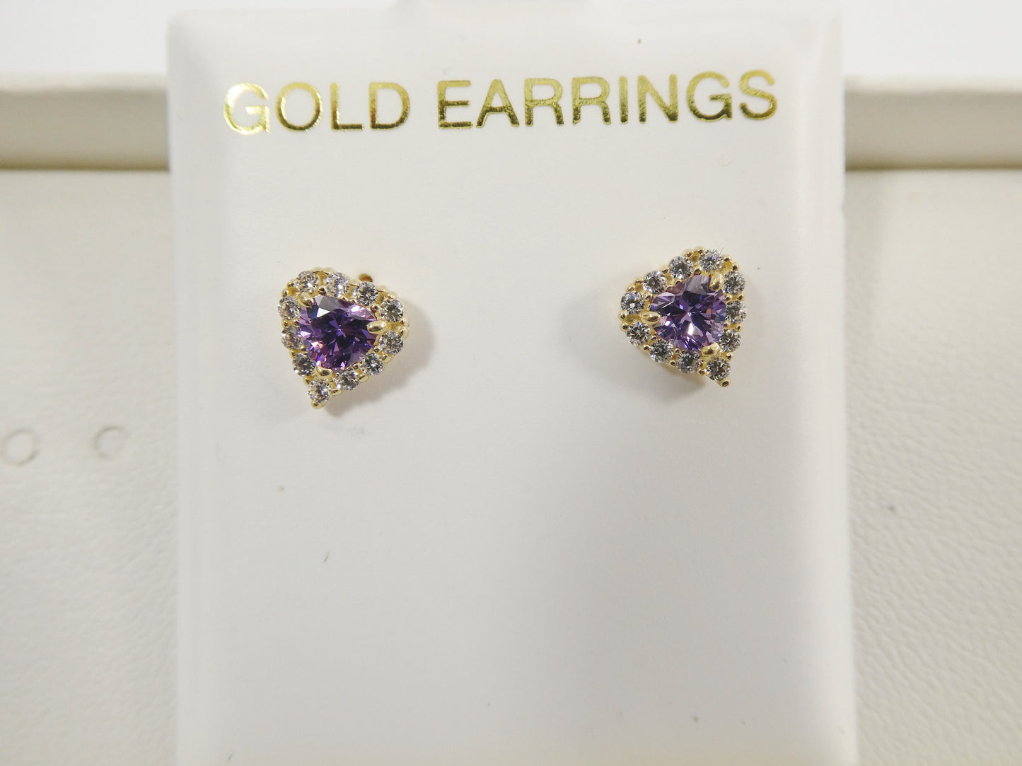 10k real solid yellow gold screw back children birth stone earring heart shape