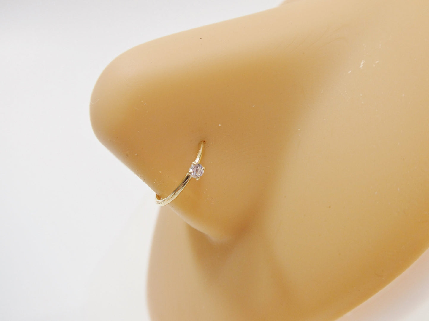 14k real solid yellow gold cartilage nose ring body ring piercing