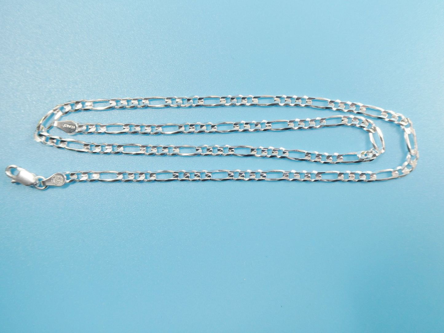 real 925 sterling silver 3.5mm Italian concave figaro solid chain lobster lock clasp