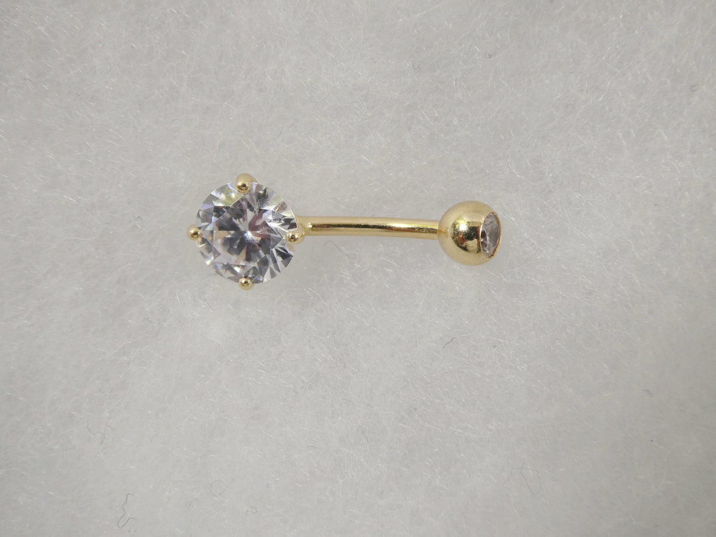 14k real solid yellow gold 8mm stone dangling belly button ring piercing