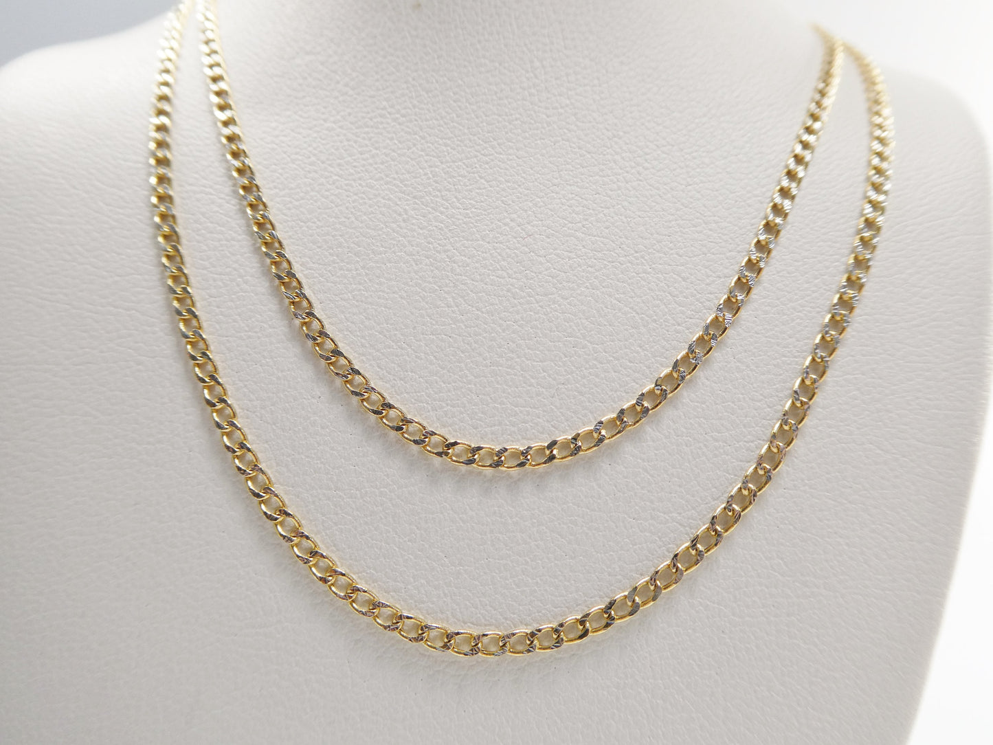 real 10k solid yellow gold two tone curb chain