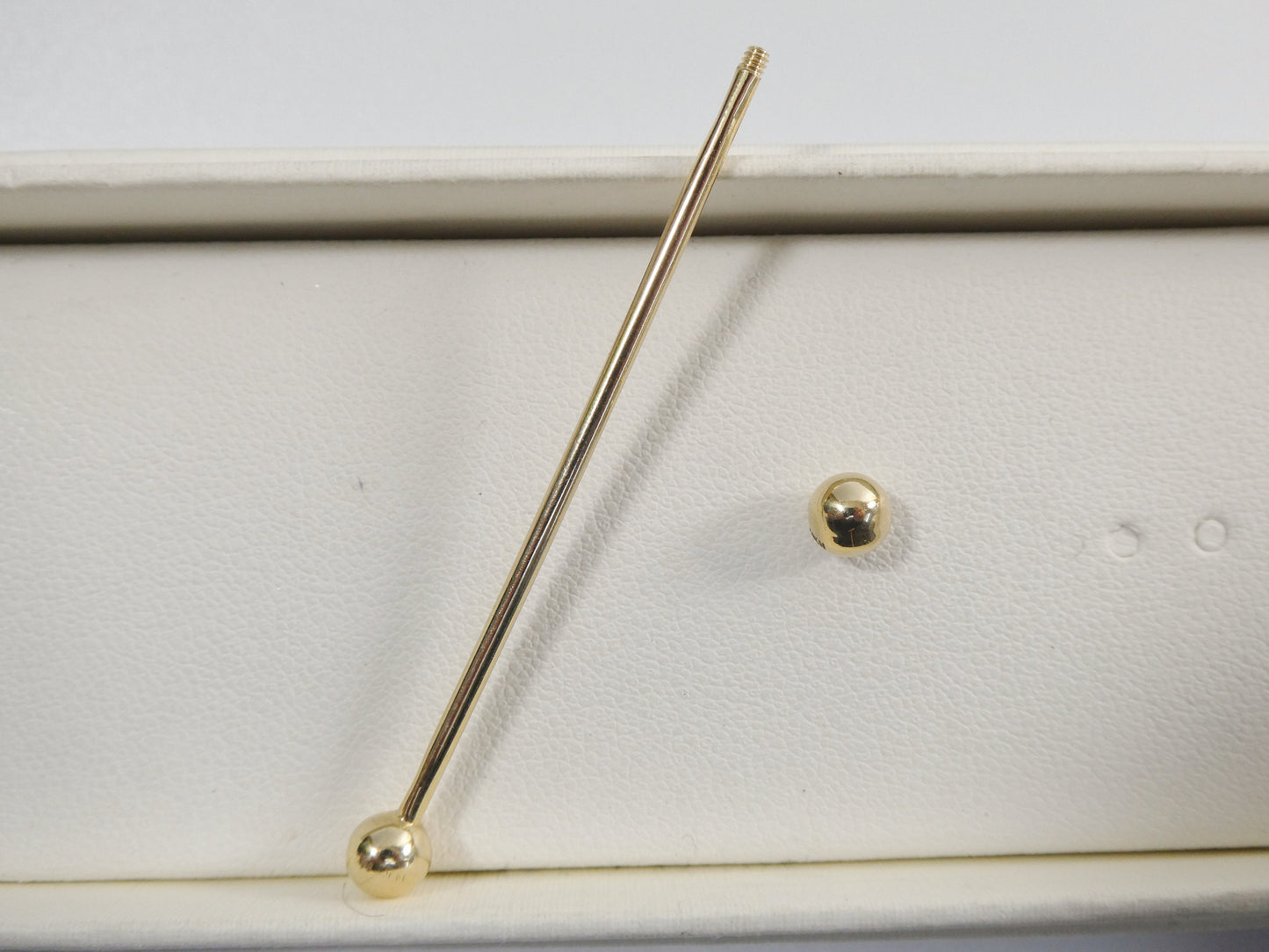 14k real solid yellow gold extra long straight barbell tongue belly button ring piercing