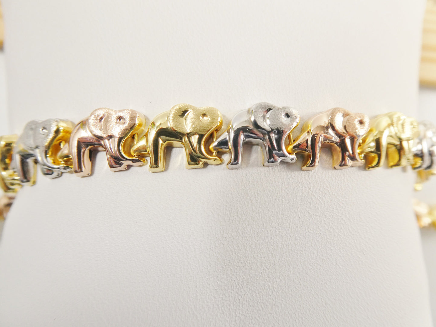 real 925 sterling silver tri color elephant set necklace and bracelet