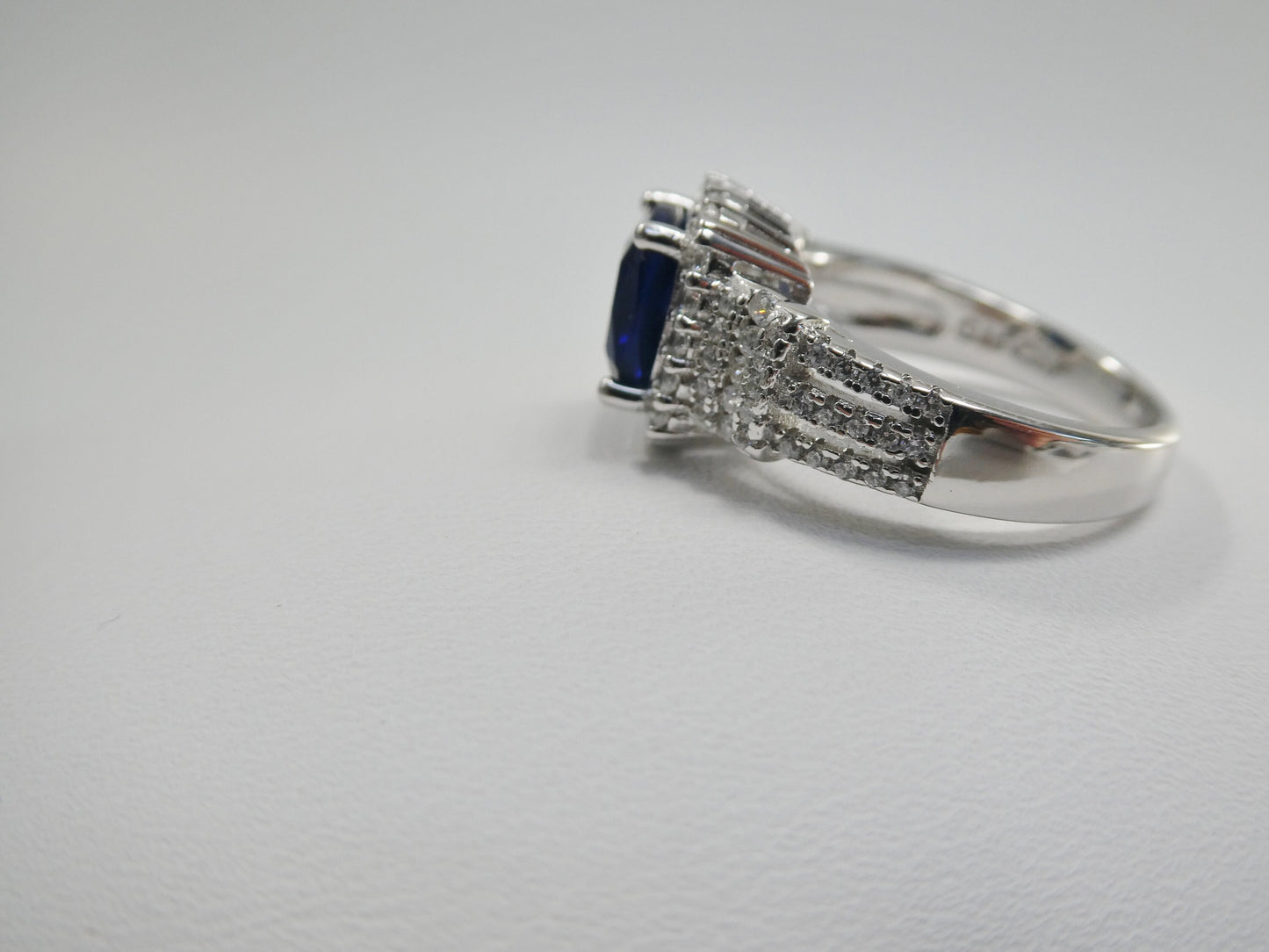 real 925 sterling silver square blue stone color ladies ring