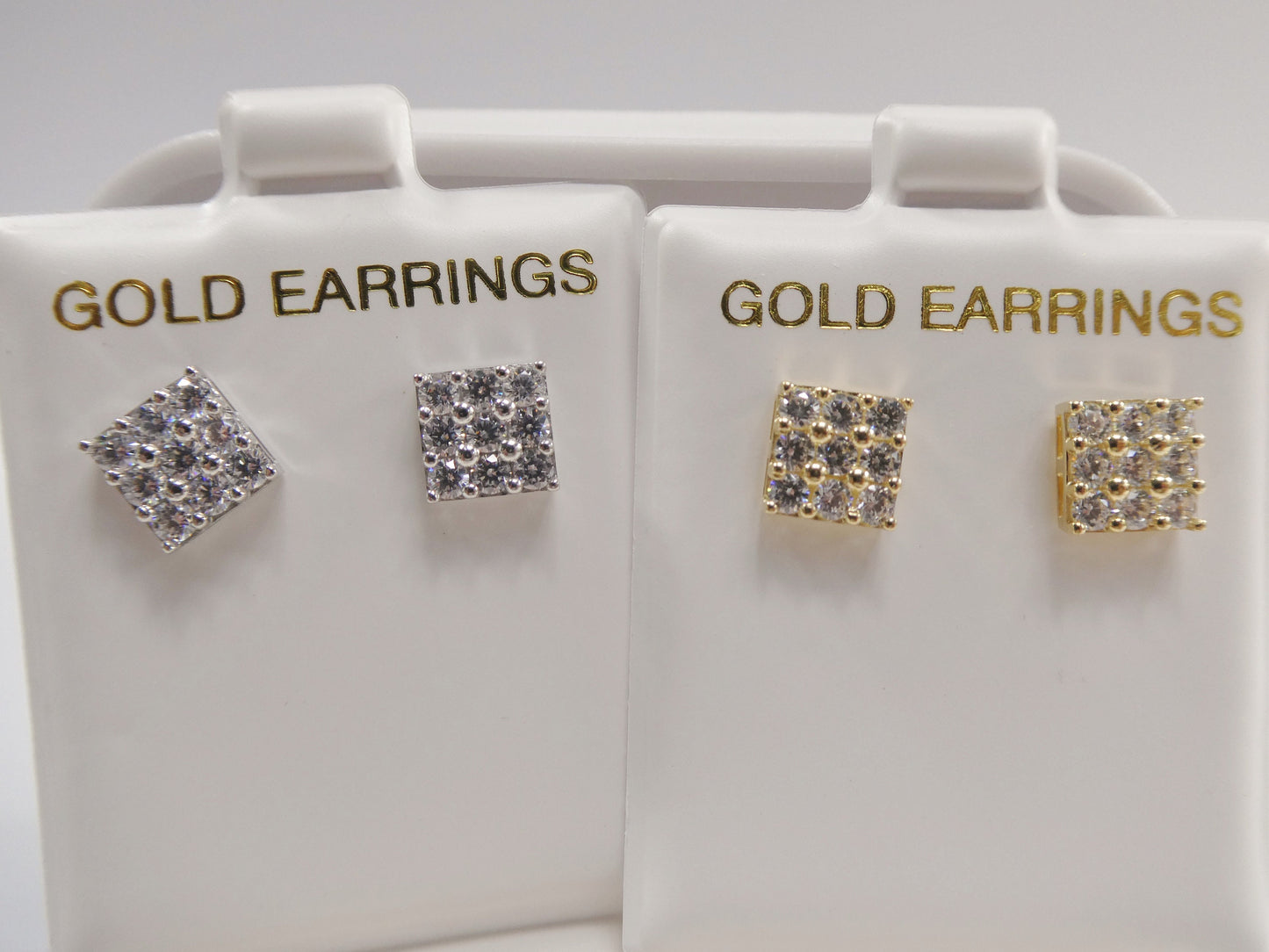 real 10k solid yellow gold square push post stud earring